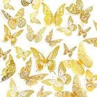  3d Butterfly Wall Decor Stickers 72 Pcs 4 Styles 3 Sizes  Butterfly Gold 72