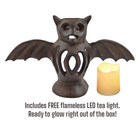 Rustic Cast Iron Bat Candle Holder     Halloween Home 10  Decor W  Free Led Candle
