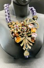 Magnificent Vintage Amethyst Crystal Necklace With Huge Pendant-assemblage