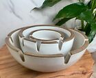 Rare Vintage Heath Pottery Mcm Stoneware Nesting Ashtray Set Of 3