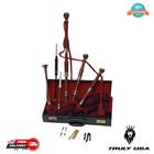 Great Red Tartan Full Size Great Scottish Highland Bagpipe Silver Mount With Box