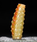 2 4  Old Chinese Natural Hetian Jade Carved Beast Pattern Dzi Tianzhu Amulet