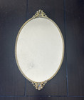 Vintage Cherub Oval Vanity Mirror Tray   Brass   Gold Tone   Victorian Style