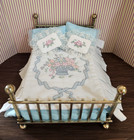 Vintage Dollhouse Miniature Dressed Brass Bed 1 12 Scale - Lovely  