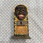 Original Folk Art Black Americana Cast Iron Wall Mount Bank Figural Face Design