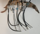 Lot Of 6 Vtg Native American Style Western Braided Leather Adjustable Bolo Ties