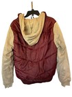 Aeropostale Hooded Varsity Bomber Jacket Sz L Quilted Nwot Maroon Beige