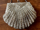 Vintage  Silver Beaded Purse evening Bag