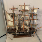 Vintage Wooden Model Ship Fragata Espanola 1780 Spanish Frigate Warship Decor