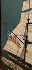 Antique Oil Painting Frigate Ship Uss Constitution American Folk Art On Wood