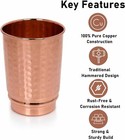 Pure Copper Drinking Cups - Ayurvedic Health Copper Hammered 2 Pcs  Set