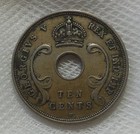 1912 H East Africa And Uganda Protectorates 10 Cents Coin High Grade