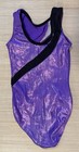 Gk Elite Leotard Gymnastics Metallic Purple  Black And Silver With Sequins  