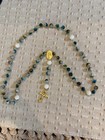 Handmade Blue Green Beach Like Beads Beaded Rosary