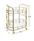 Mirror Glass Metal Beverage Cart Serving Bar Rolling Wine Storage Portable Party