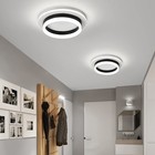 Round Modern Led Flush Mount Ceiling Lamp  24w Led Light Fixture  Black Small   