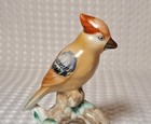 Vintage Bird On Log Figurine Figure Small 4 1 4  Ceramic Porcelain Japan
