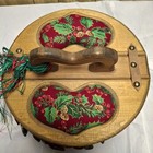 Vintage Bushel Sewing Basket Wooden Flip Top Heart Wood Handle 11 5  Wide