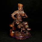 4 3 Inch Chinese Boxwood Hand Carved Zhao Gongming Military God Of Wealt Statue