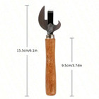 1pc Can Opener Wooden Handle Camping Can Opener Bottle Opener Stainless Steel