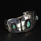 Vtg Sterling Silver - Navajo Signed Turquoise Shadowbox 6  Cuff Bracelet - 25 5g
