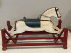 Antique 1900s Wood Glider Rocking Horse Hand Carved   Painted Folk Art Toy  4a 