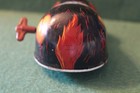 Vintage Dog Tin Litho Wind-up Toy Puppy Gnawing On Bone Mechanical Japan