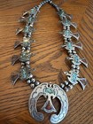 Vintage Ervin Tsosie Navajo Sterling Silver Thunderbird Squash Blossom Necklace