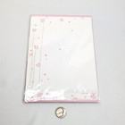 Pink Floral Stationary Set X3 Writing Paper Sheets And Envelopes Embossed Grid
