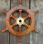 12 nautical Wooden Brass Ship Pirate Wall Marine Boat Steering Wheel Decorative