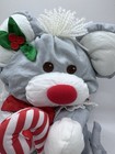 Vintage Fisher Price Puffalump Gray Christmas Mouse Candy Cane Plush 1987 Clean