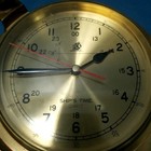 Vtg Ships Time Brass Port Hole Clock High Tide Low Tide Nautical Maritime Quartz