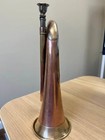 Antique Copper   Brass Military Bugle     Threaded Mouthpiece W  Chain  Suspension