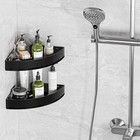 Black Corner Shower Caddy - Rustproof Aluminium Triangle Shower Shelf - No Drill