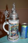 Antique Regimental Military German Beer Stein  Porcelain Lithopane  Rosters 1911