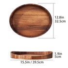 Sarufo Acacia Wood Round Ottoman Tray Decorative Serving Tray Handles For