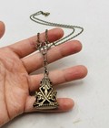 Vintage Victorian Art Nouveau Antique Style Watch Fob Brass Lavalier Necklace
