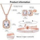 4pcs Women Girls Square Cz Matching Earrings Necklace Bracelet Set Wedding Gift