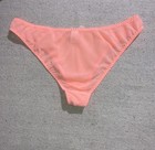 Vintage Chiffon Sheer Peach Bikini High Cut Legs Sissy Lace Bow Panties M  L New