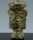 Interesting Ancient Chinese Artifact Buddha Figural Bronze Head Bust Finial Seal