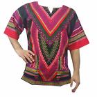 African Men Women Bright Heart Dashiki Vintage Hippie Cotton Shirt