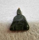 Vtg Carved Jade Buddha Pendant W  14k Gold Bail- Tested - S18