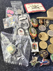 Foreign Coins Police Pins Army Belt Buckle Military Misc Junk Drawer Lot