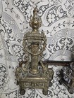 Pair Of Antique Ornate Cast Iron Andirons French Neoclassical Design C1910