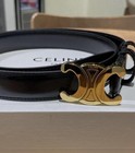 Celine Lady Gold Buckle Black Belt Leather Belt Women   s Size 8-12 