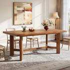 Solid Wood Farmhouse Dining Kitchen Table For 4 To 6 People Walnut Finish 63 