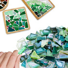 Green Mixed Irregular Glass Mosaic Tiles For Art Crafts  9oz Value Pack
