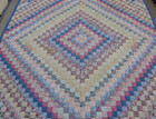 Vintage Quilted Patchwork Trip Around The World Quilt Hand Sewn 85  X 85 