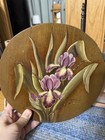 Vintage Hand Painter Iris Wooden Wall Plaque Decor Primitive