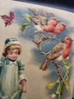 Antique Best Wishes Victorian Girl Birds Embossed Postcard 1900s Germany 